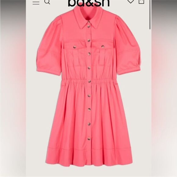 BA&SH | Coral Lincoln Short Sleeve Button-Up Mini Dress Women’s Size X-Small - Picture 13 of 13